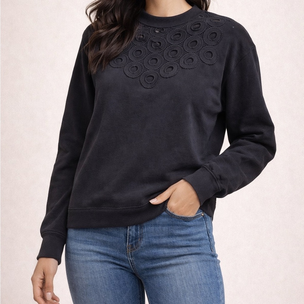 SEA NEW YORK Eyelet Pullover Sweatshirt Size XS